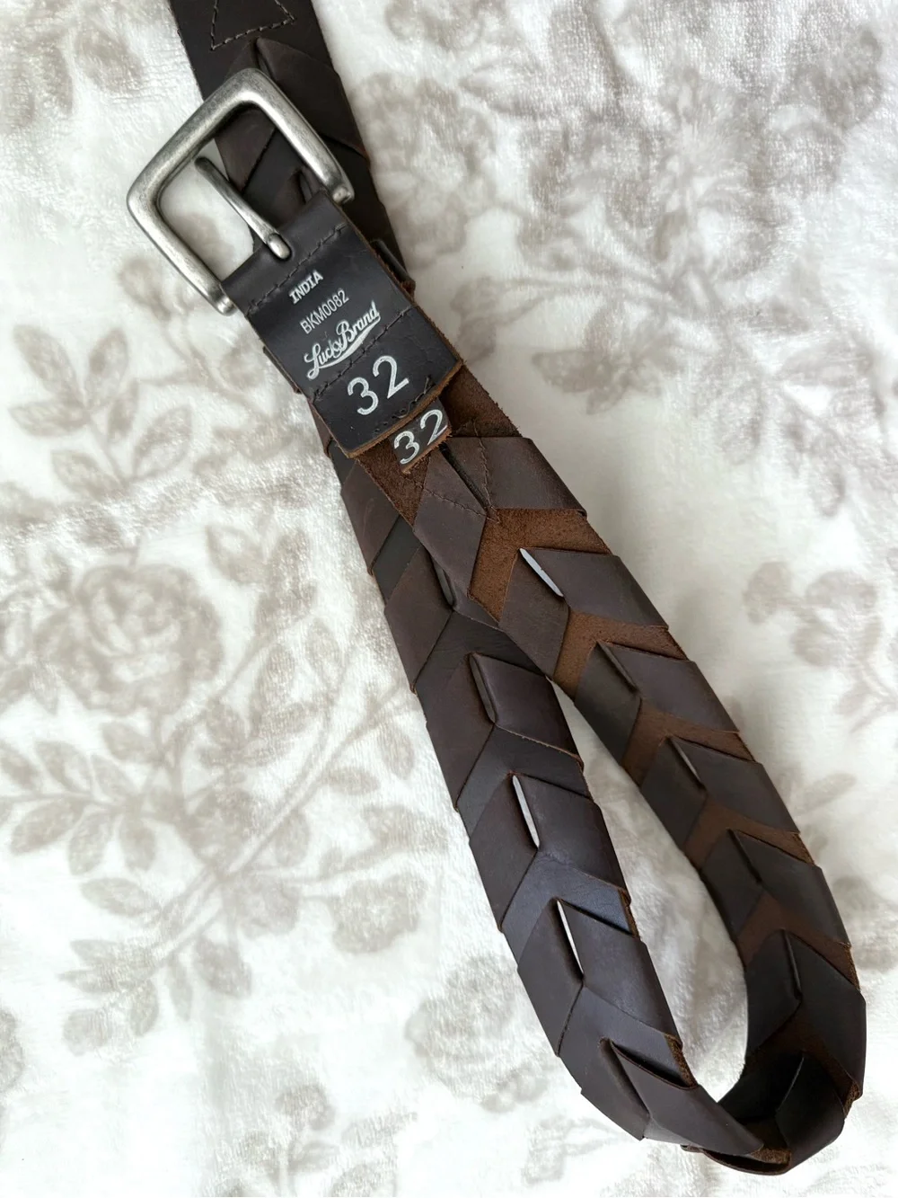 Lucky Brand Braided Woven Leather Belt in Dark Brown